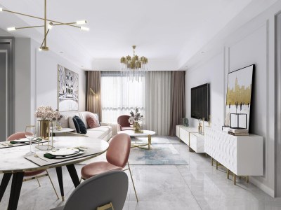 现代轻奢客厅3D模型下载